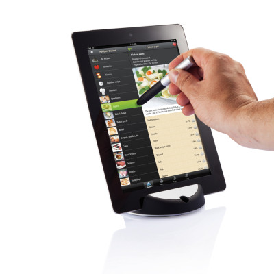 Chef tablet stand with touchpen