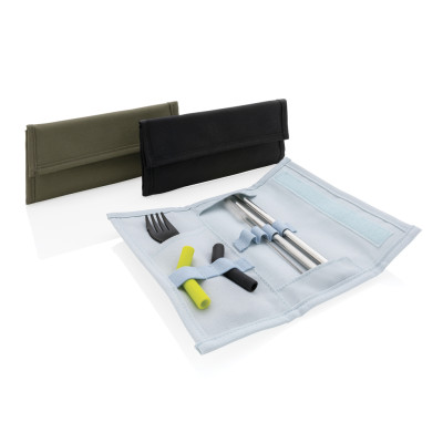 Tierra 2pcs straw and cutlery set in pouch