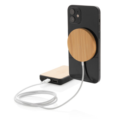 10W bamboo magnetic wireless charger