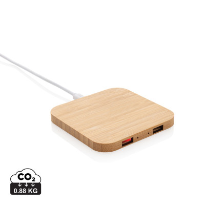 Bamboo 5W wireless charger with USB