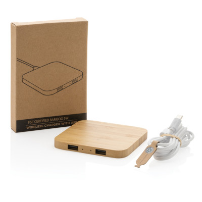 Bamboo 5W belaidis įkroviklis su USB