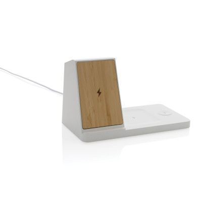 Ontario recycled plastic & bamboo 3-in-1 wireless charger