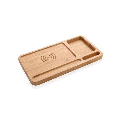 Bamboo desk organiser 5W wireless charger