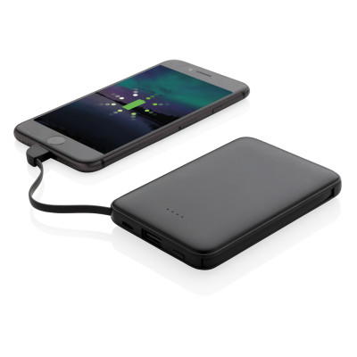 5.000 mAh Pocket Powerbank su integruotais laidais