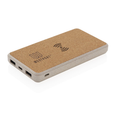 Cork and Wheat Straw 8.000 mAh 5W wireless powerbank