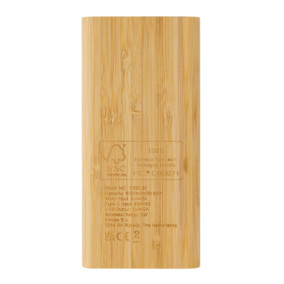 Bamboo 8.000 mAh 5W wireless powerbank