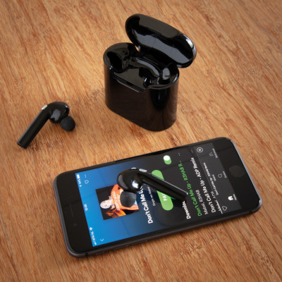 Liberty wireless earbuds in charging case