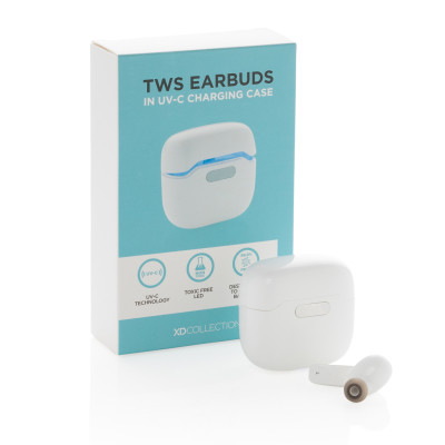 TWS earbuds in UV-C sterilising charging case