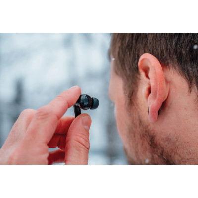 Skywave RCS recycled plastic solar earbuds