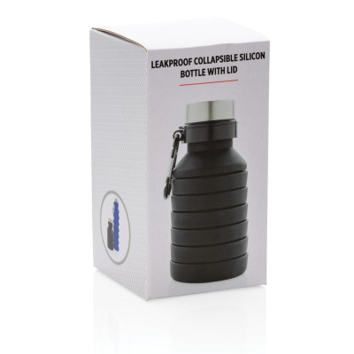 Leakproof collapsible silicone bottle with lid