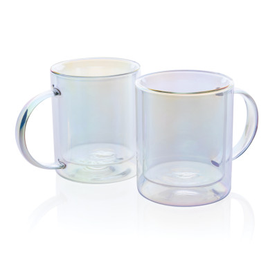 Deluxe double wall electroplated glass mug