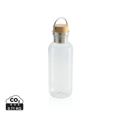 RCS RPET bottle with bamboo lid and handle