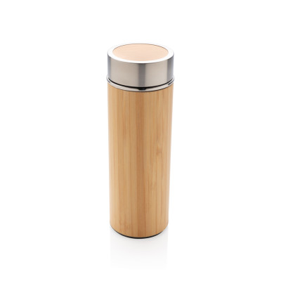 Leak proof bamboo vacuum bottle