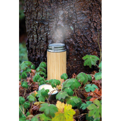 Leak proof bamboo vacuum bottle