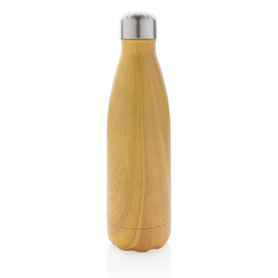 Vacuum insulated stainless steel bottle with wood print