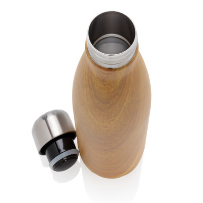 Vacuum insulated stainless steel bottle with wood print