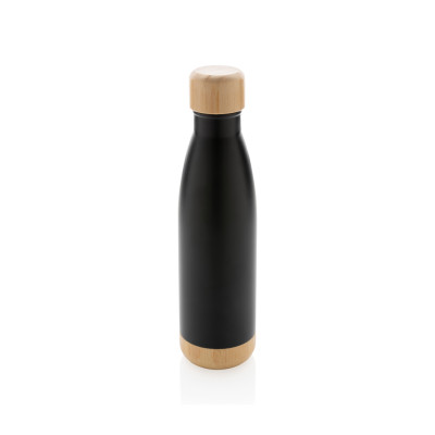 Vacuum stainless steel bottle with bamboo lid and bottom