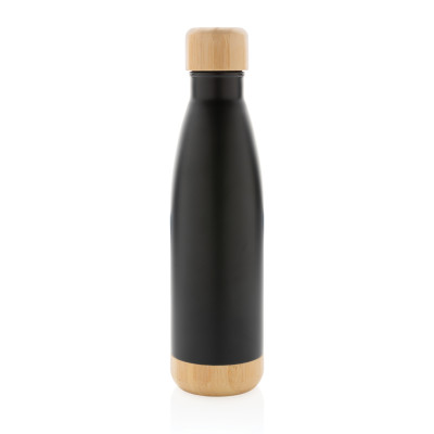 Vacuum stainless steel bottle with bamboo lid and bottom