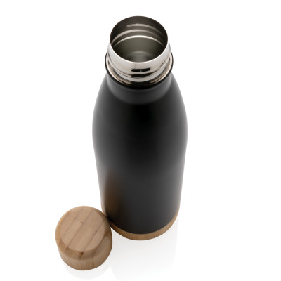 Vacuum stainless steel bottle with bamboo lid and bottom