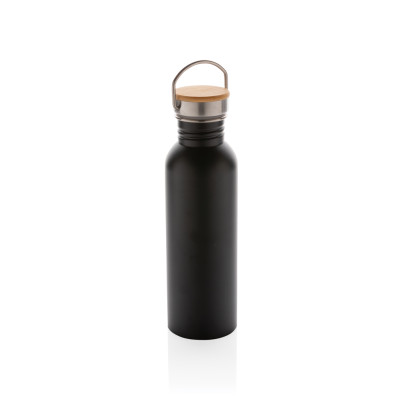 Modern stainless steel bottle with bamboo lid