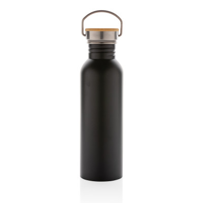 Modern stainless steel bottle with bamboo lid