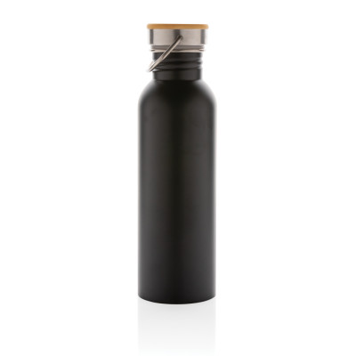 Modern stainless steel bottle with bamboo lid