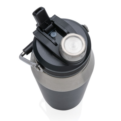 Vacuum stainless steel dual function lid bottle 1L