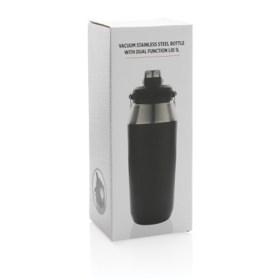 Vacuum stainless steel dual function lid bottle 1L