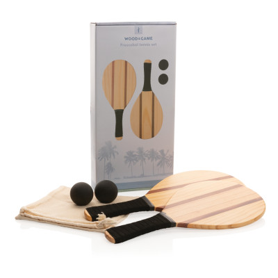 Wooden frescobol tennis set