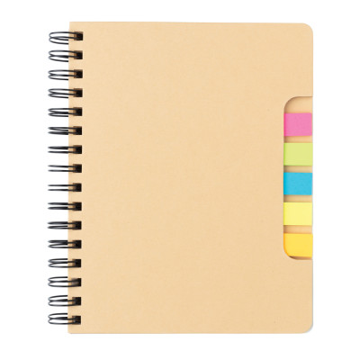 A5 Kraft spiral notebook with sticky notes