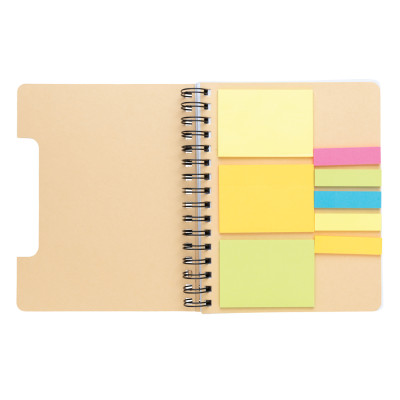 A5 Kraft spiral notebook with sticky notes