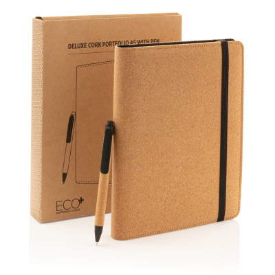 Deluxe cork portfolio A5 with pen