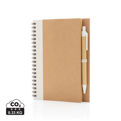 Kraft spiral notebook with pen