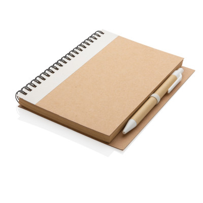 Kraft spiral notebook with pen