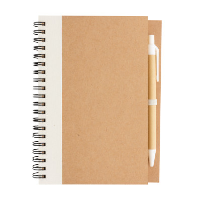 Kraft spiral notebook with pen