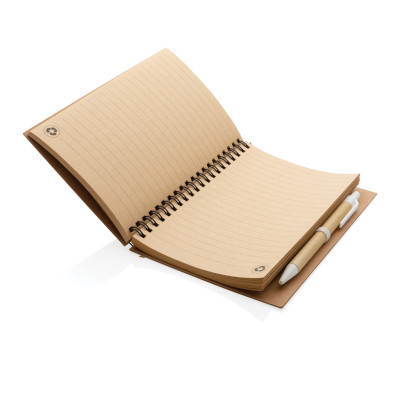 Kraft spiral notebook with pen