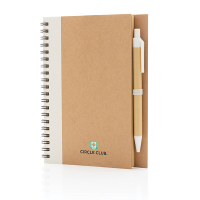 Kraft spiral notebook with pen