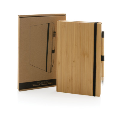 Bamboo notebook and infinity pencil set