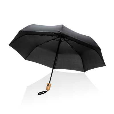 21" Impact AWARE™ RPET 190T bamboo auto open/close umbrella