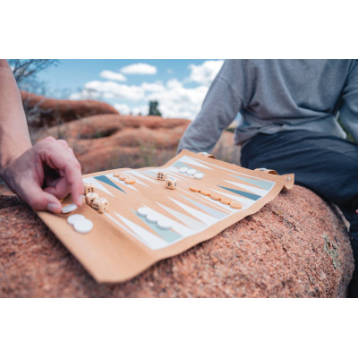 Britton cork foldable backgammon and checkers game set