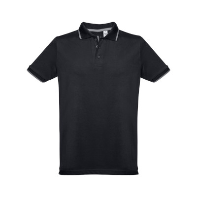 THC ROME. Men's Polo Shirt with contrast colour trim and buttons