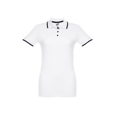 THC ROME WOMEN WH. Women's Polo Shirt with contrast colour trim and buttons