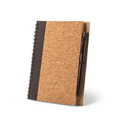 VICENTE. B6 notebook in cork and rPET with ballpoint pen