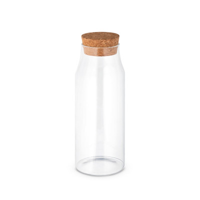 JASMIN 1000. Borosilicate glass bottle with cork lid 1 litre