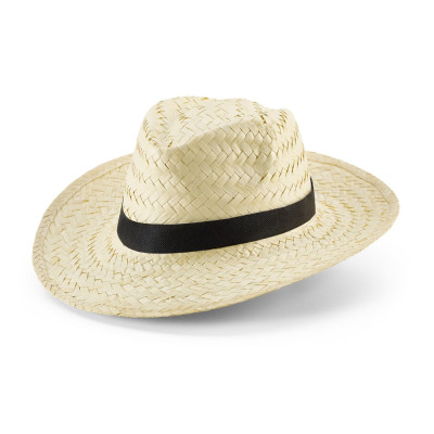 EDWARD POLI. Natural straw hat with polyester ribbon