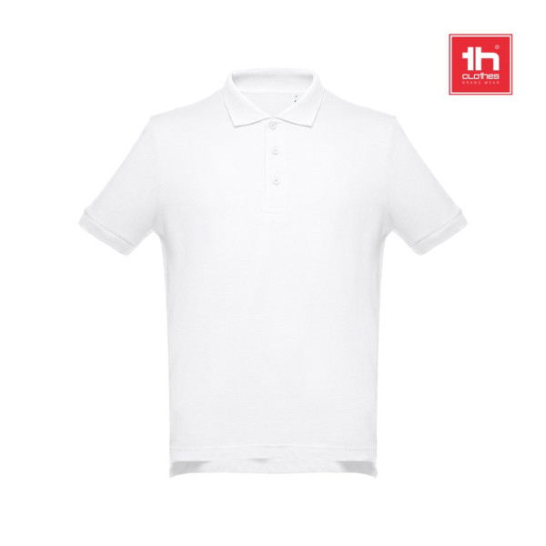 THC ADAM WH. Men's short-sleeved cotton piqué polo shirt. White