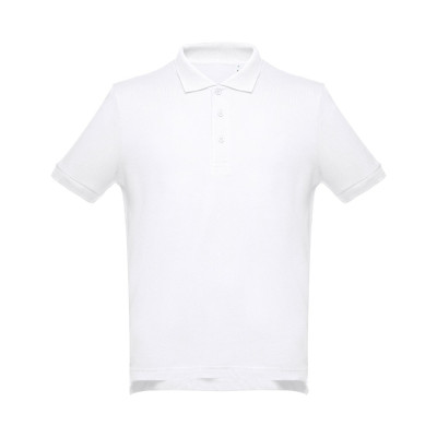 THC ADAM WH. Men's short-sleeved cotton piqué polo shirt. White