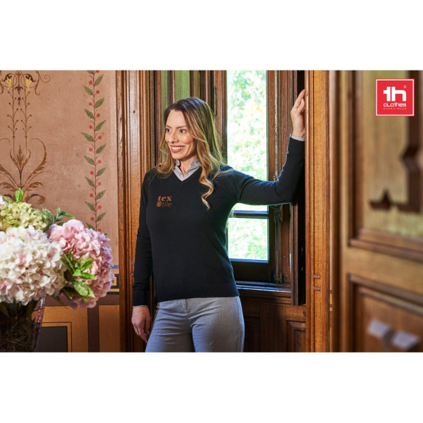 THC MILAN WOMEN. V-neck pullover for women in cotton and polyamide