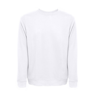 THC COLOMBO WH. Unisex sweatshirt in Italian with ribbed collar, cuffs and waistband. White