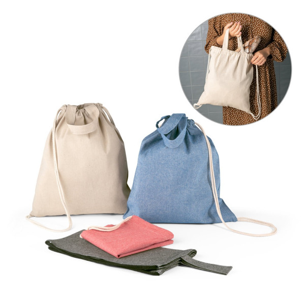 RISSANI. Drawstring backpack bag in recycled cotton (140 g/m²)